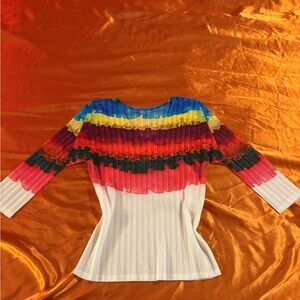 Issey Miyake Multicolor Pleated Blouse